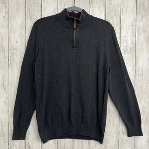 Grayson & Dunn Gray Long Sleeve 1/4 Zip Mid Weight Warm Cotton Sweater Medium